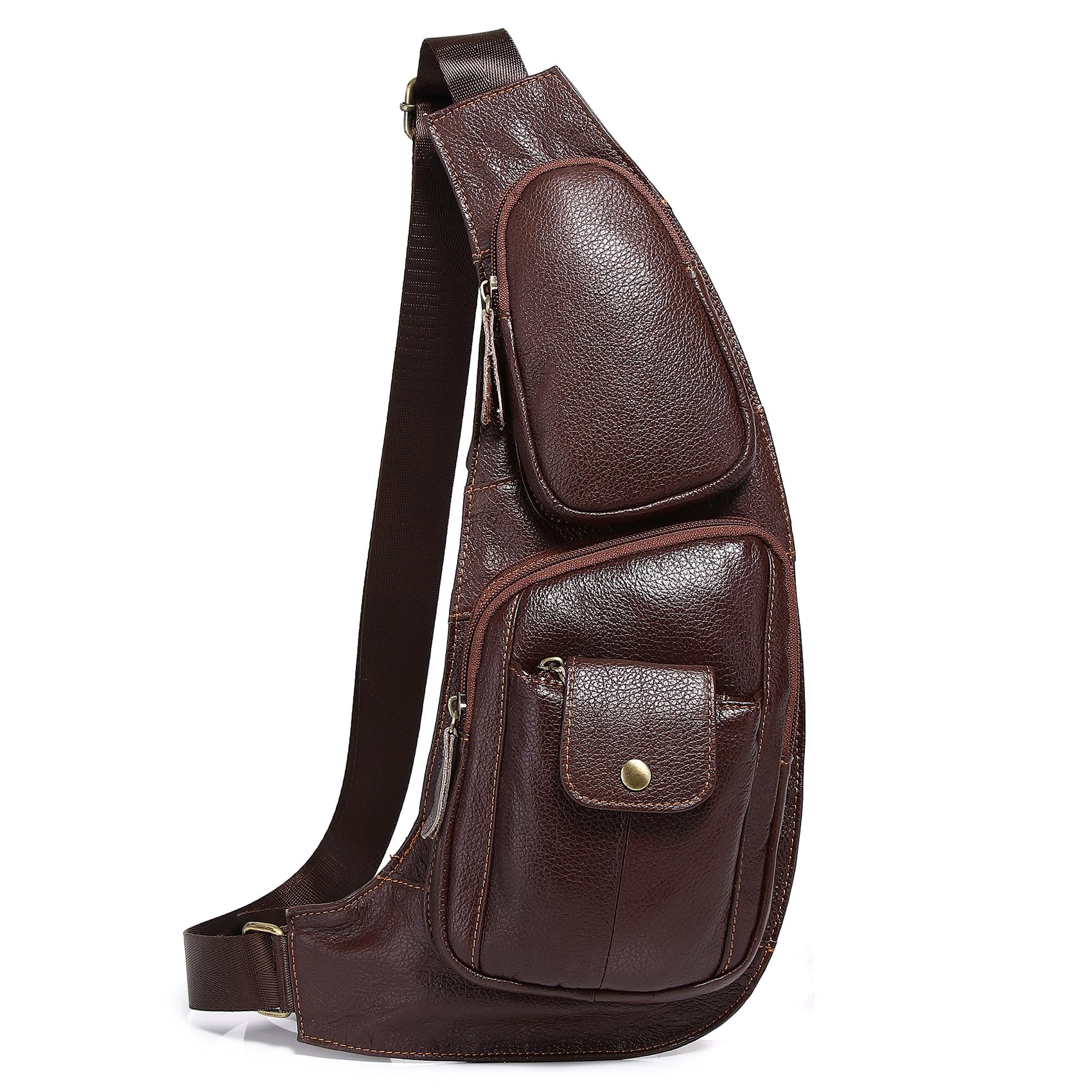 KPYWZER Vintage Leather Sling Bag Backpack for Men Crossbody Shoulder Chest DayPack Backpacks