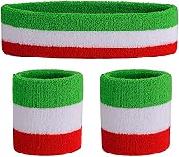 Vista 144 de ONUPGO - Conjunto de diadema y muñequeras deportivas para el sudor, hechas de algodón con bucles, muñequeras, contra humedad Rojo/Blanco/Azul