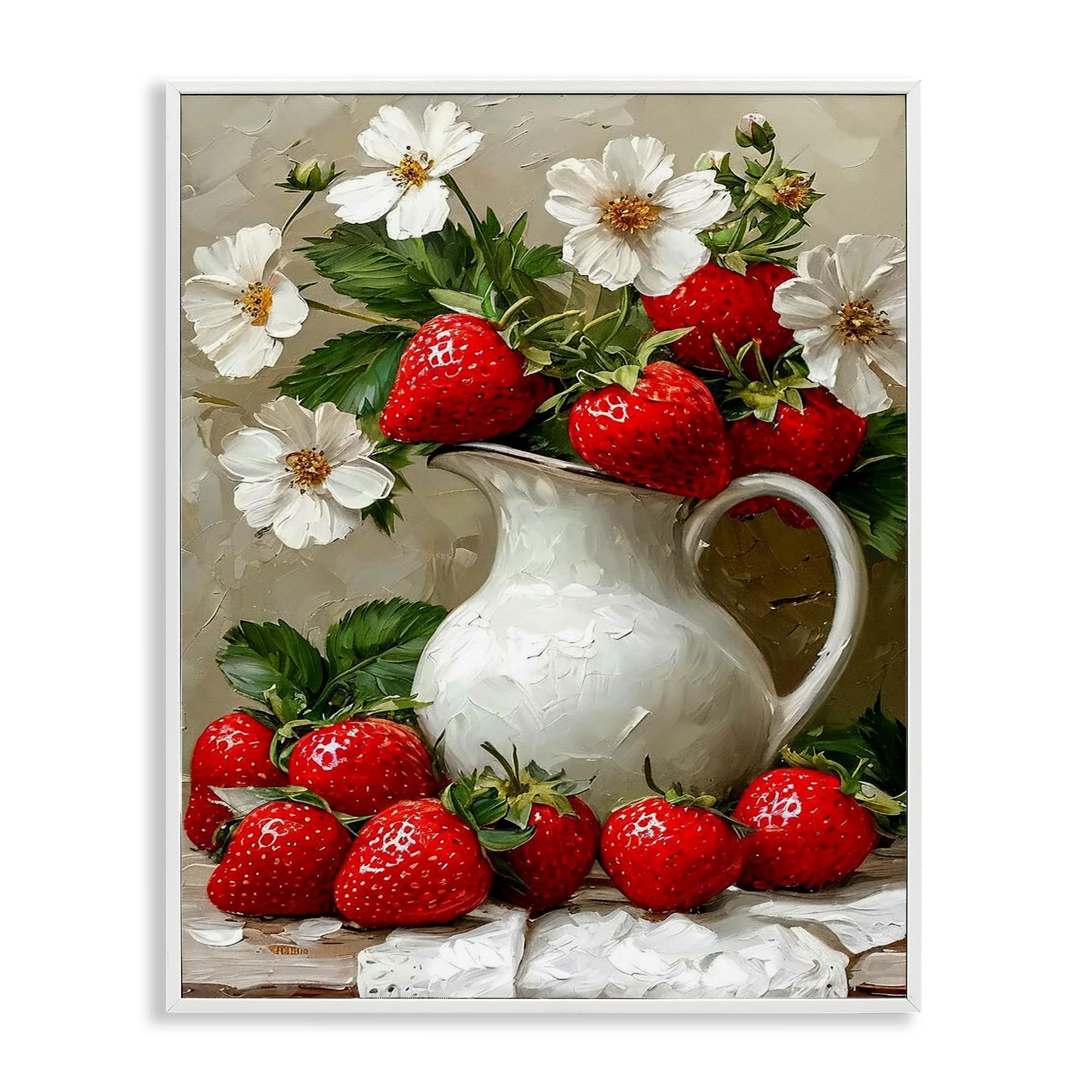 'Painterly Strawberries Still Life'| Framed Giclee Art