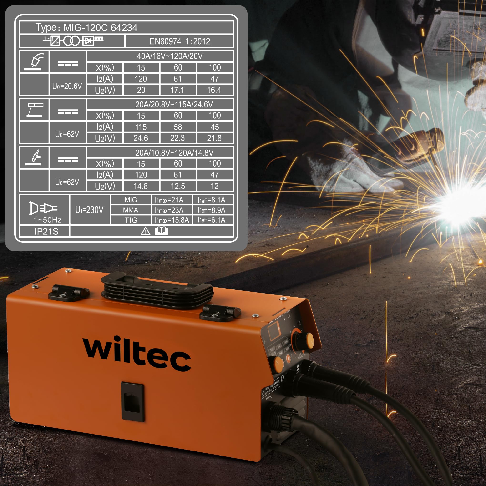 XPOtool IGBT spawarka elektryczna cyfrowa 120A dla MIG, MMA/E-Hand, Flux i spawania WIG/TIG FCAW