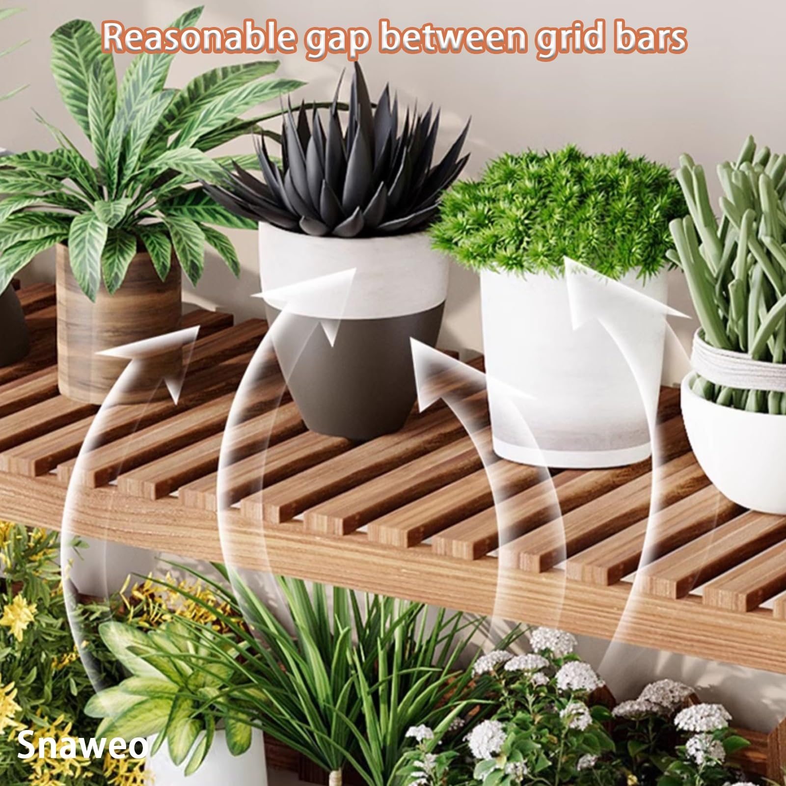 Étagère à Plantes en Bois à 2 Niveaux sur roulettes - Finition Naturelle - Convient pour l'intérieur et l'extérieur - 50 x 35 cm - Idéale pour Un Balcon, Un Salon ou Une fenêtre.