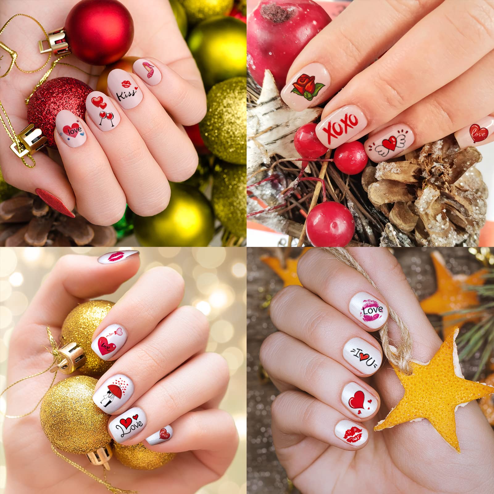 TailaiMei 60 Sheets Valentine's Day Nail Art Decals - Water Transfer DIY Nail Stickers Stencil for Women Manicure Nail Salon(1930 Pcs)