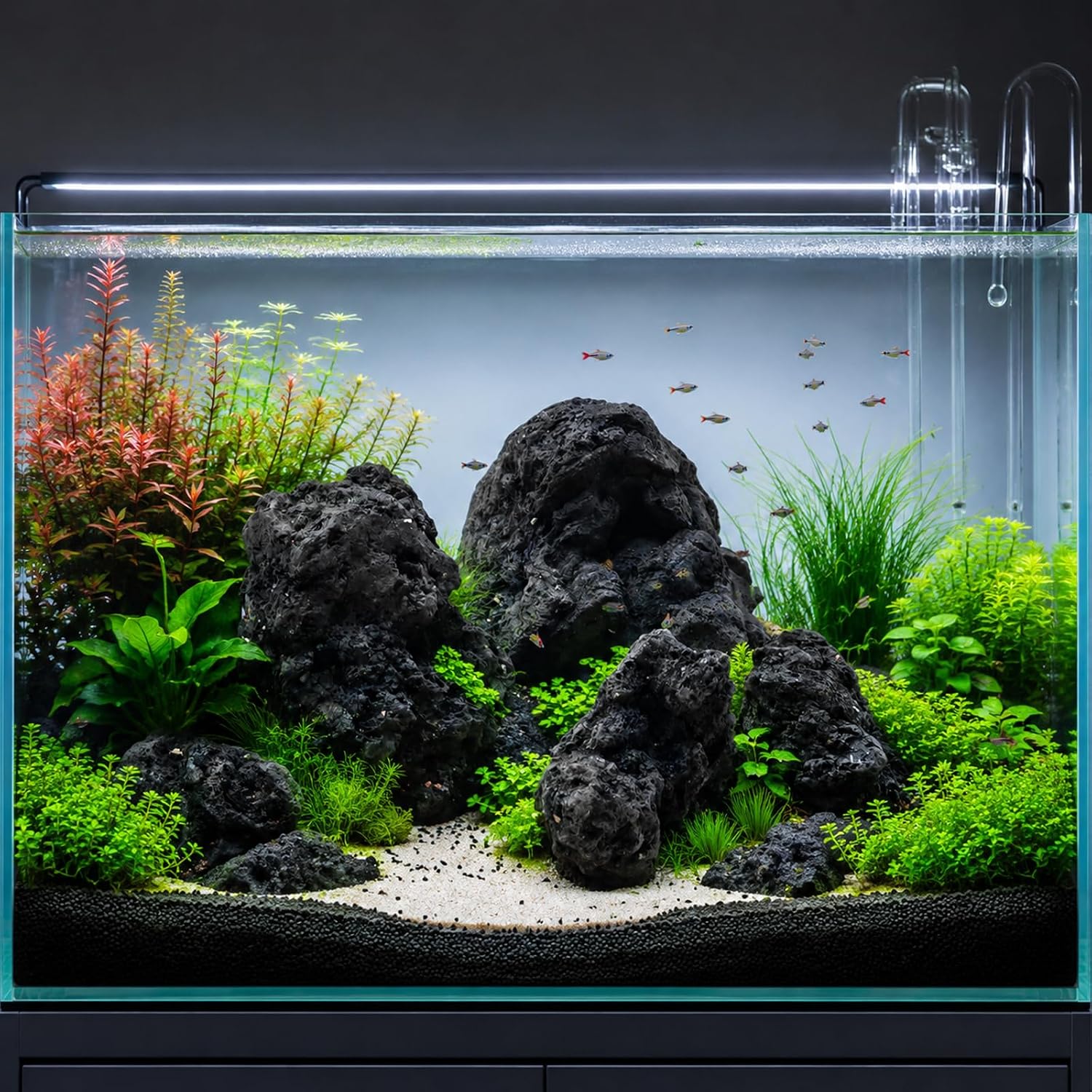 Black Lava Rock Aquarium Stones for Fish Tank,5LB 3-6inches