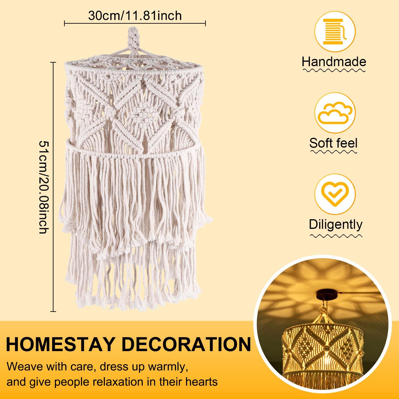 Hand Gemachte Wand Tapisserie Lampenschirm BöHmen Makramee Boho Handcraft Quaste Tapisserie Hintergrund Kopf Teil Wand Behang