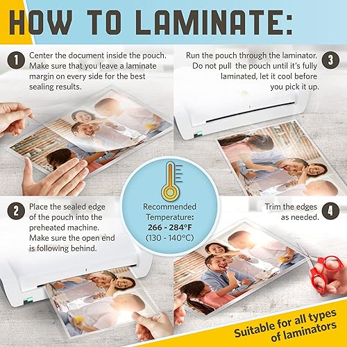 Miniatura 7 de Bolsas de laminación térmica, 9 x 11.5 pulgadas, 3 mil de grosor, paquete de 30 bolsas laminadoras brillantes, adecuadas para hojas de laminado de