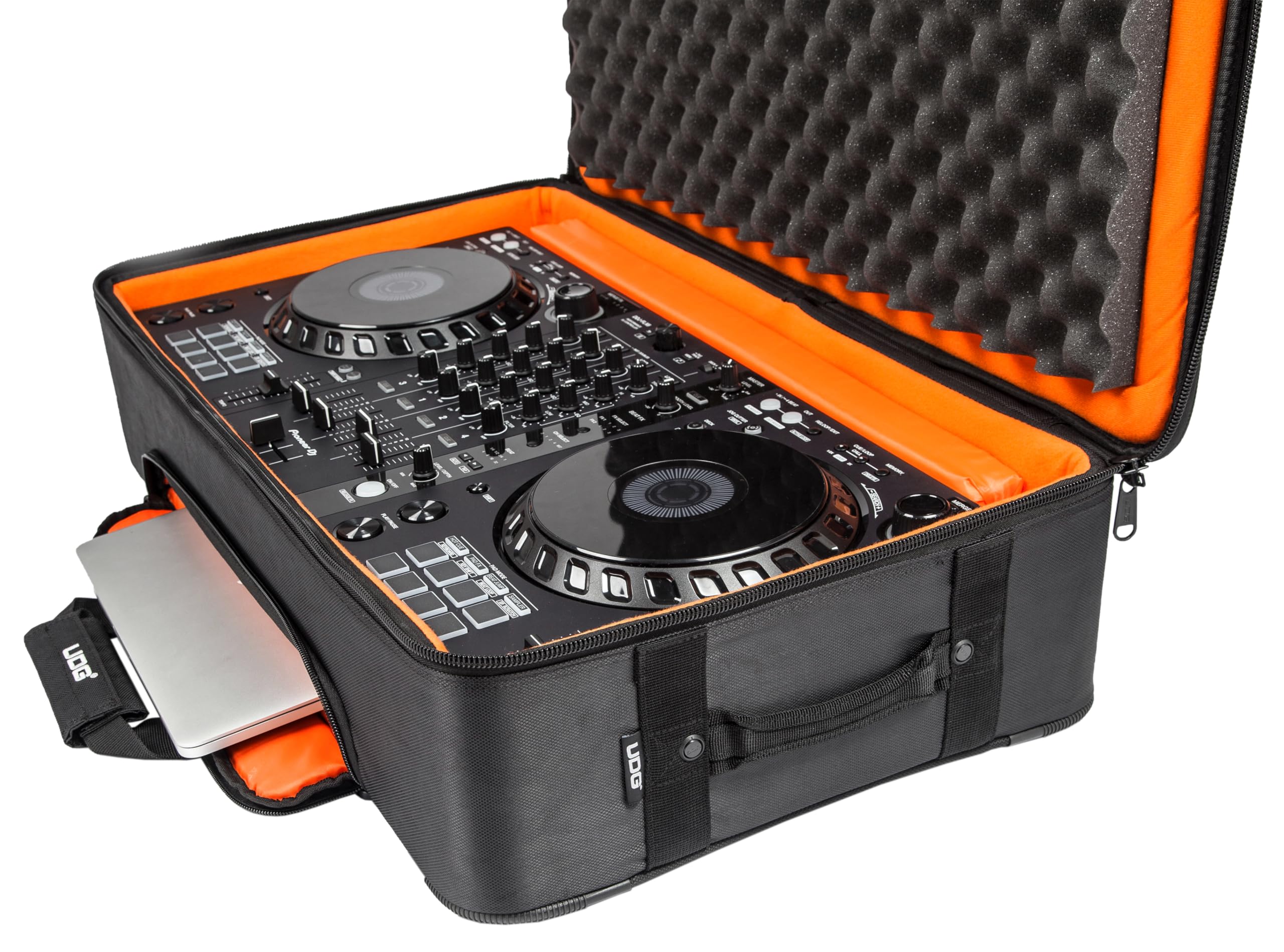 UDG Ultimate MIDI Controller Rucksack Large MK2, Schwarz Orange | Große DJ-Controller-Tasche, passend für Denon SC6000 und mehr; Wabenrahmen, gepolsterte Wände, wasserbeständig