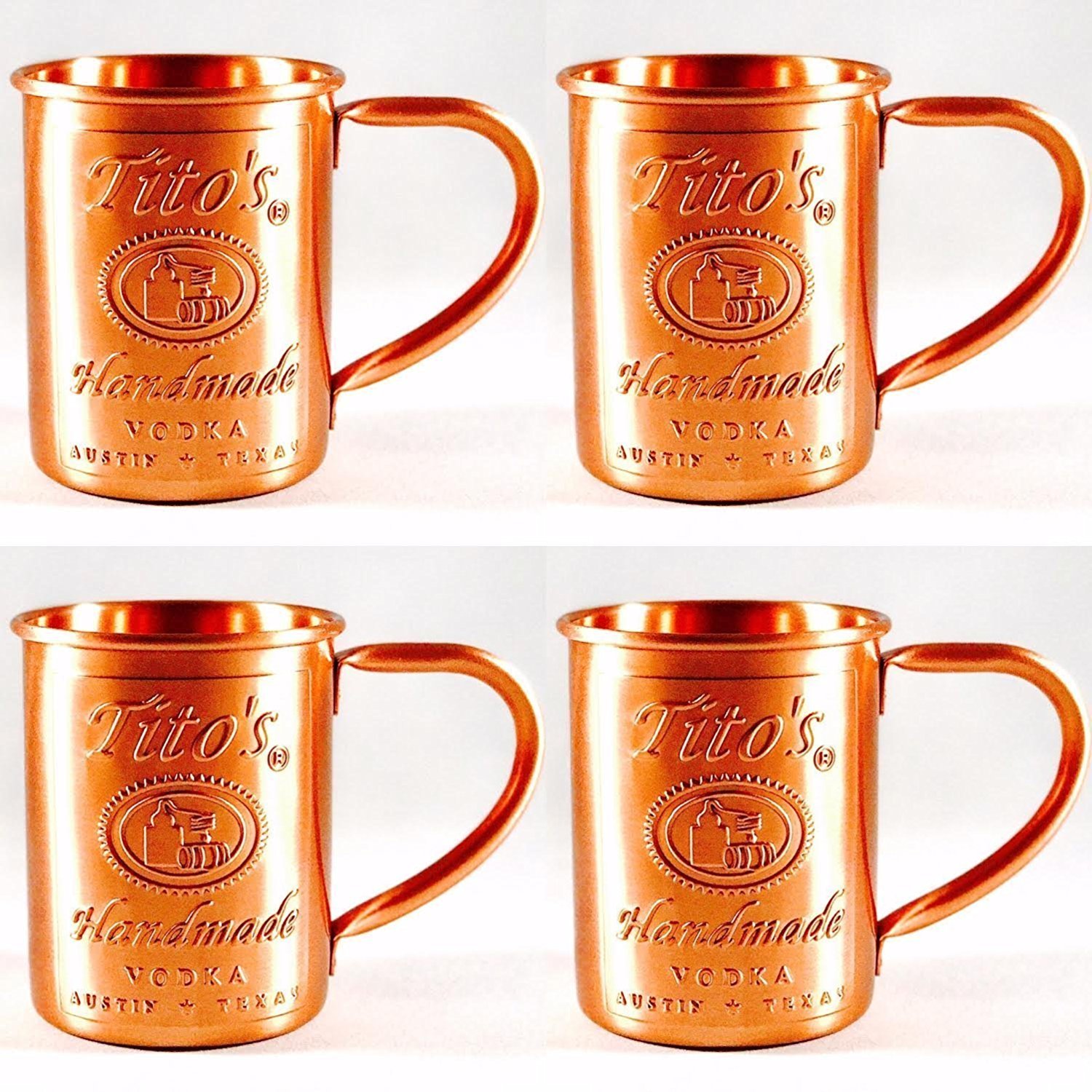 Amazon.com | Tito's Vodka Copper Moscow Mule Mug Set of 4: Teacups