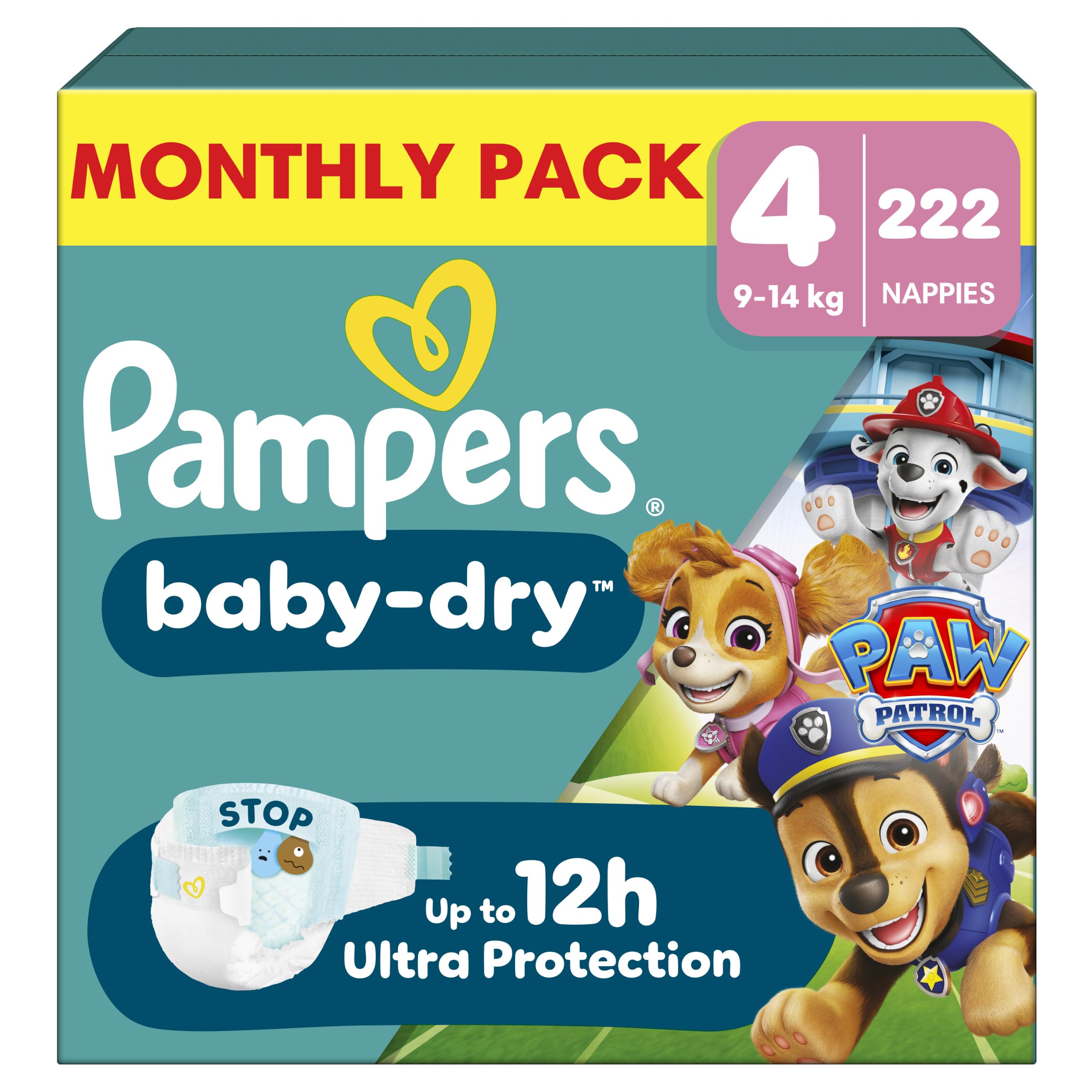 Pampers Baby-Dry Nappies Size 4 Maxi 222 Count