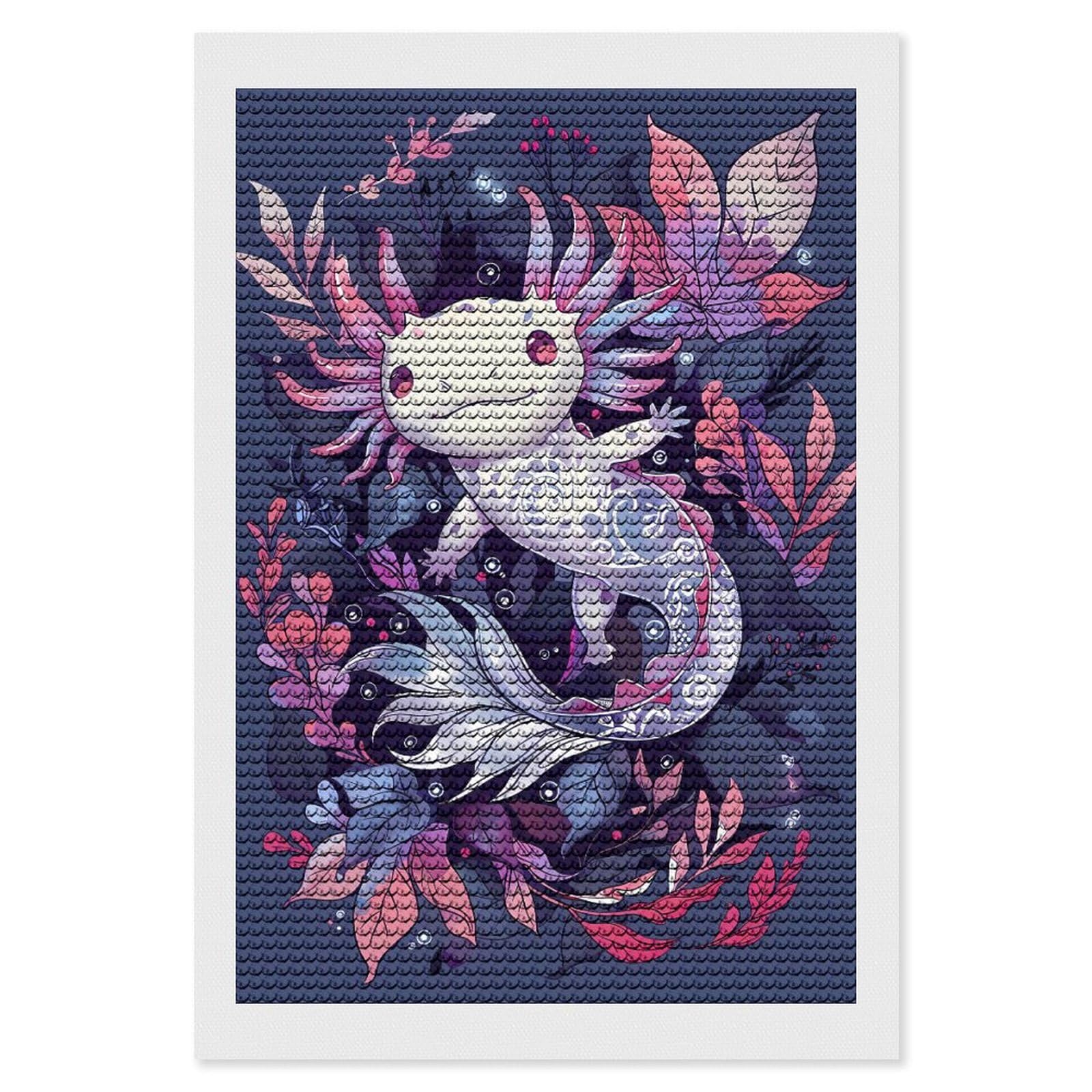 Nestaura Salamander Axolotl Diamond Painting Kit,5D DIY Diamond Art with Rounded Diamonds for Home Wall Decor and Gifts (20x30 CM)