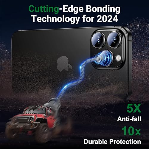 Miniatura 9 de BAZO Protector de lente de cámara para iPhone 16 Pro Max de 6.9 pulgadas, iPhone 16 Pro de 6.3 pulgadas, vidrio templado, protección contra caídas,