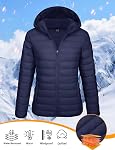 MAGCOMSEN Women's Hooded Puffer Jacket Lightweight Quilted Padded Coat 4 Pockets Zip-up Winter Warm Outerwear