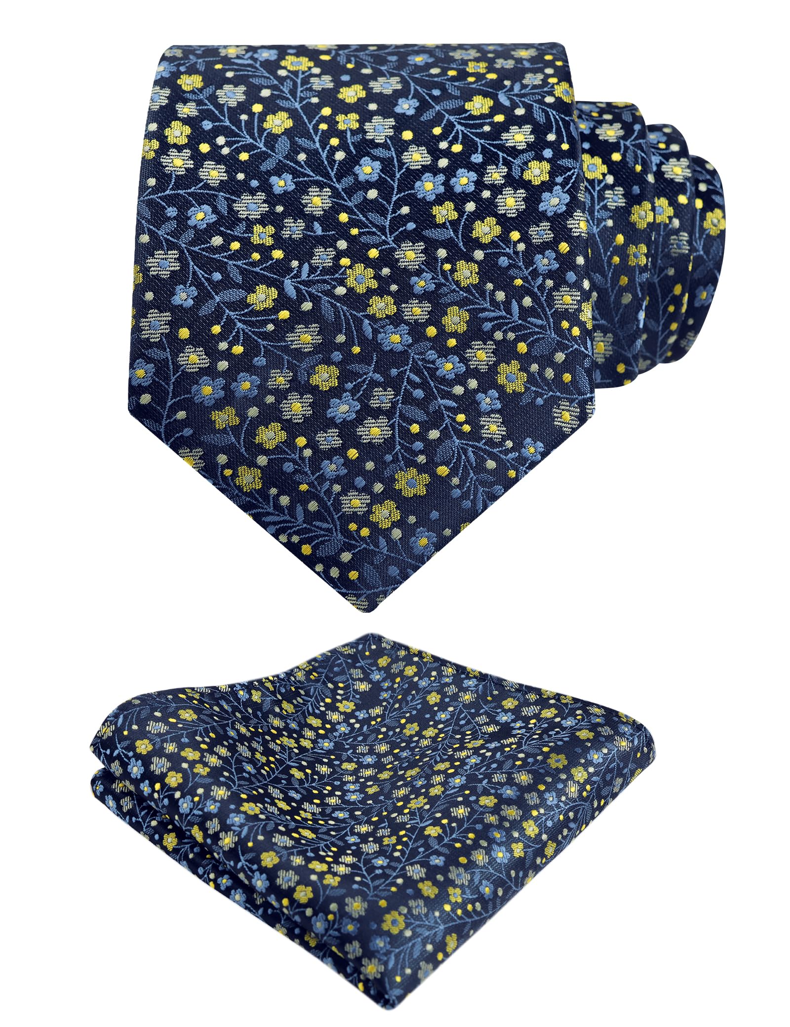Alizeal Mens 3.15'' Floral Tie with Pocket Square