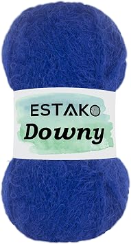 Estako Downy 40% Premium Acrylic and 60% Polyamide Soft DK - Light Worsted #3 Fuzzy Yarn for Crocheting and Knitting 3.52 oz 100 gr 267 Yds 245 m 8240 - Royal Blue