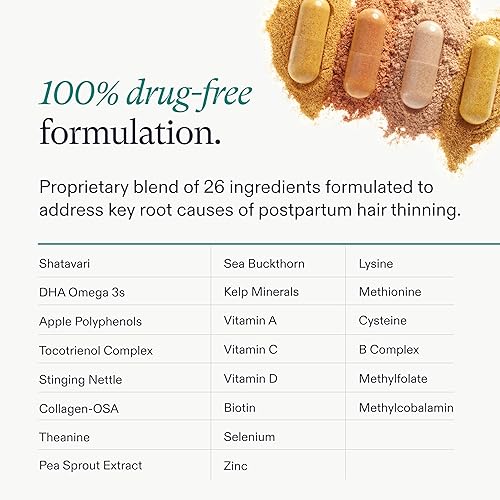 Miniatura 5 de Nutrafol Suplementos para el crecimiento del cabello posparto, clínicamente probados para cabello visiblemente más grueso y menos desprendimiento,