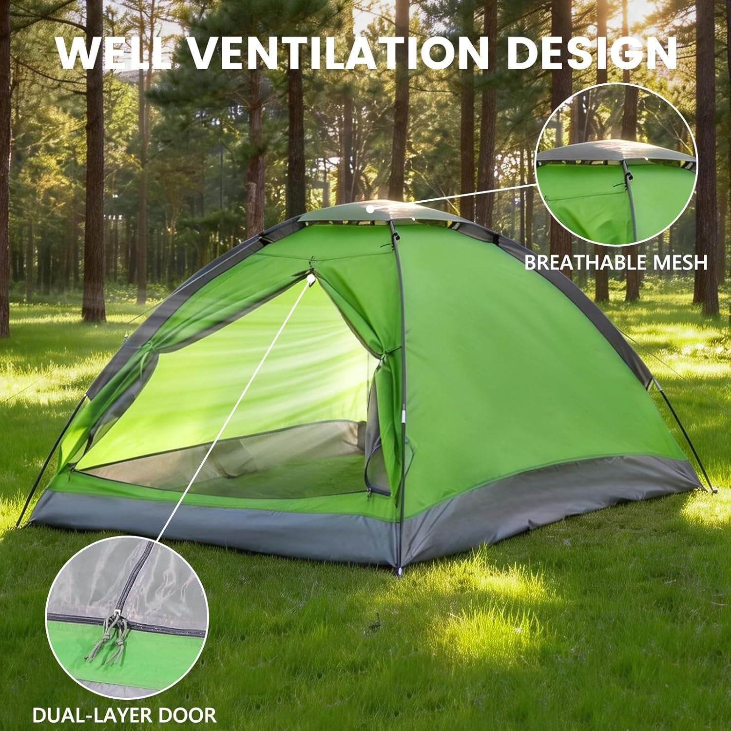 Tree Fox Camping Tent for 2 Person Lightweight Portable Waterproof Easy Set Up Outdoor Tent for Adults Good Choice as Camping Gear for Backpacking and Hiking