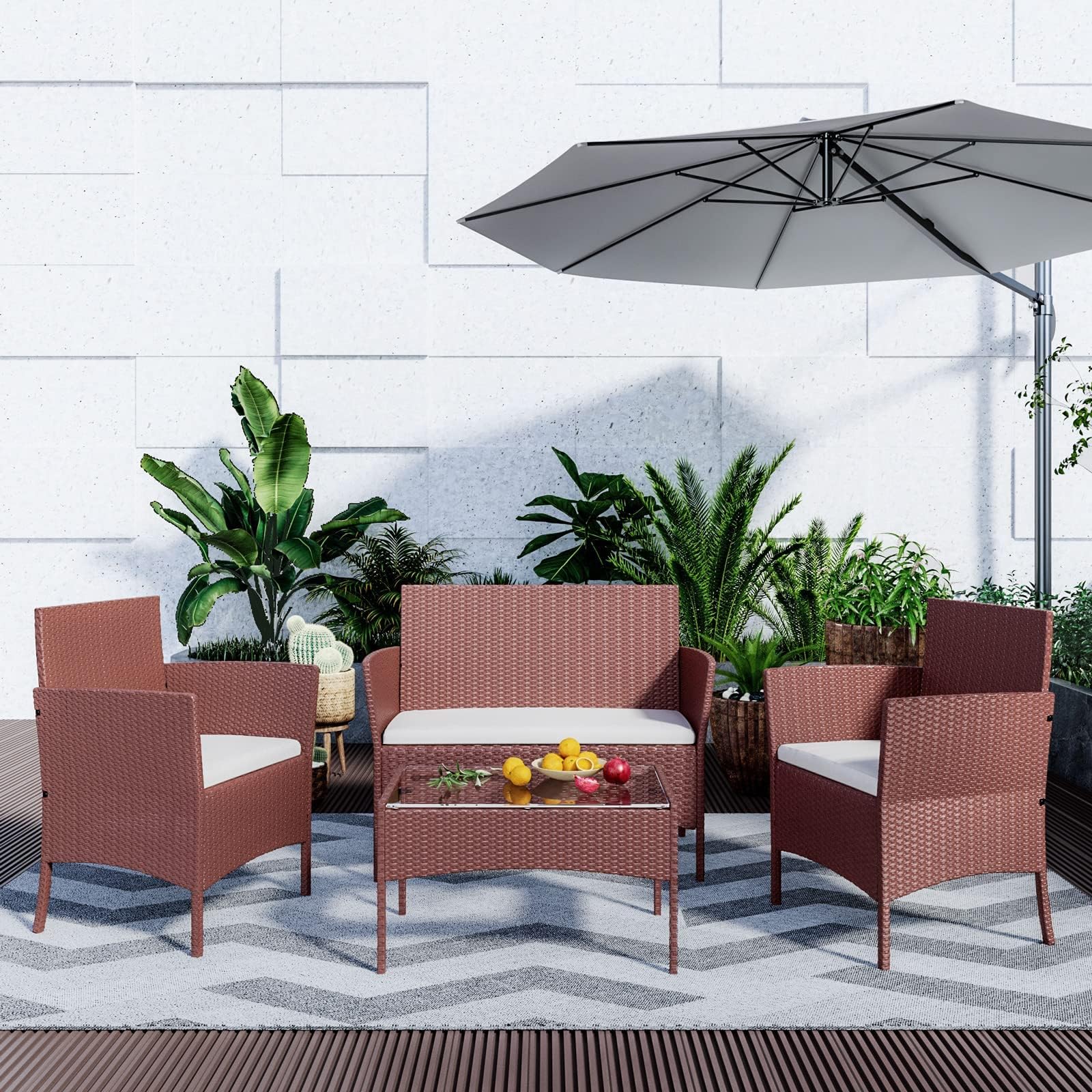 EVRE Rattan Garden Furniture Set Patio Conservatory Indoor Outdoor 4