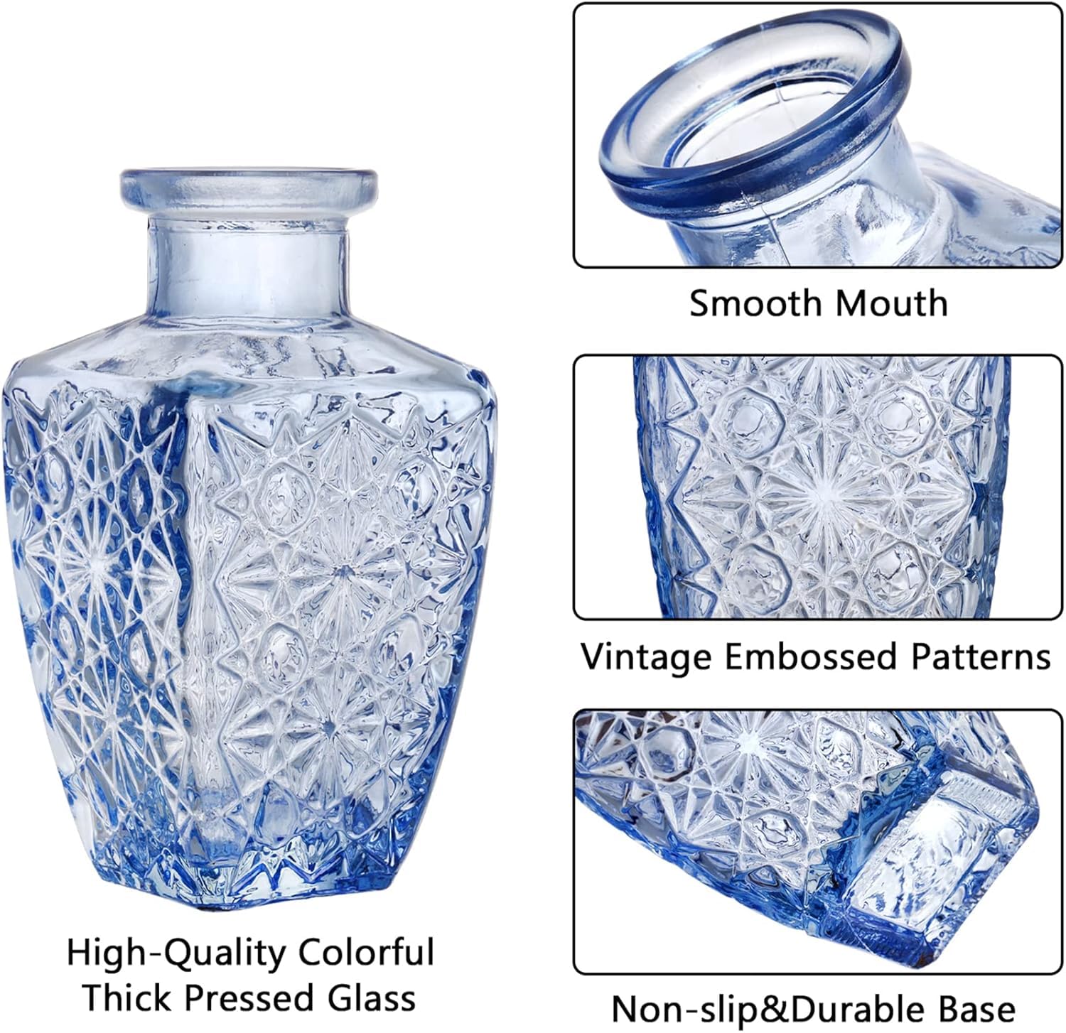 DEAYOU 10 Stück Glasvasen, kleine transparente Blumenvase für Tafelaufsatz, Mini-Vintage-Blumenflasche, Bunte lebendige Einzelknospenvasen, zierliche Tisch-Blumenvasen für Pflanzen, Heimdekoration,