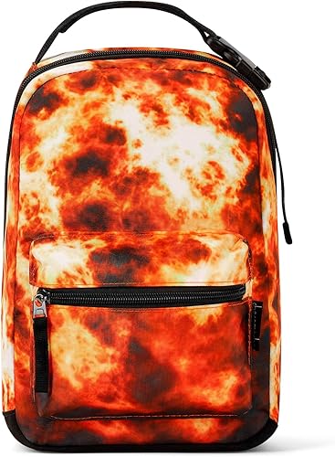 Choco Mocha Lonchera para niños, lonchera portátil y reutilizable para la escuela, bolsa de almuerzo aislada roja para niños (bola de fuego)