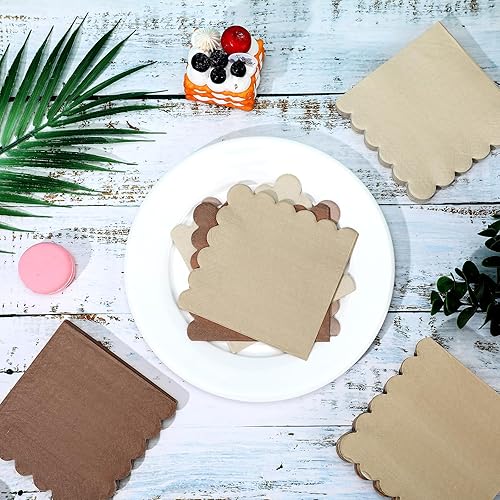 Miniatura 15 de Zhanmai Paquete de 100 servilletas de cóctel de 5 x 5 pulgadas, servilletas festoneadas de papel de color degradado con bordes festoneados, almuerzo