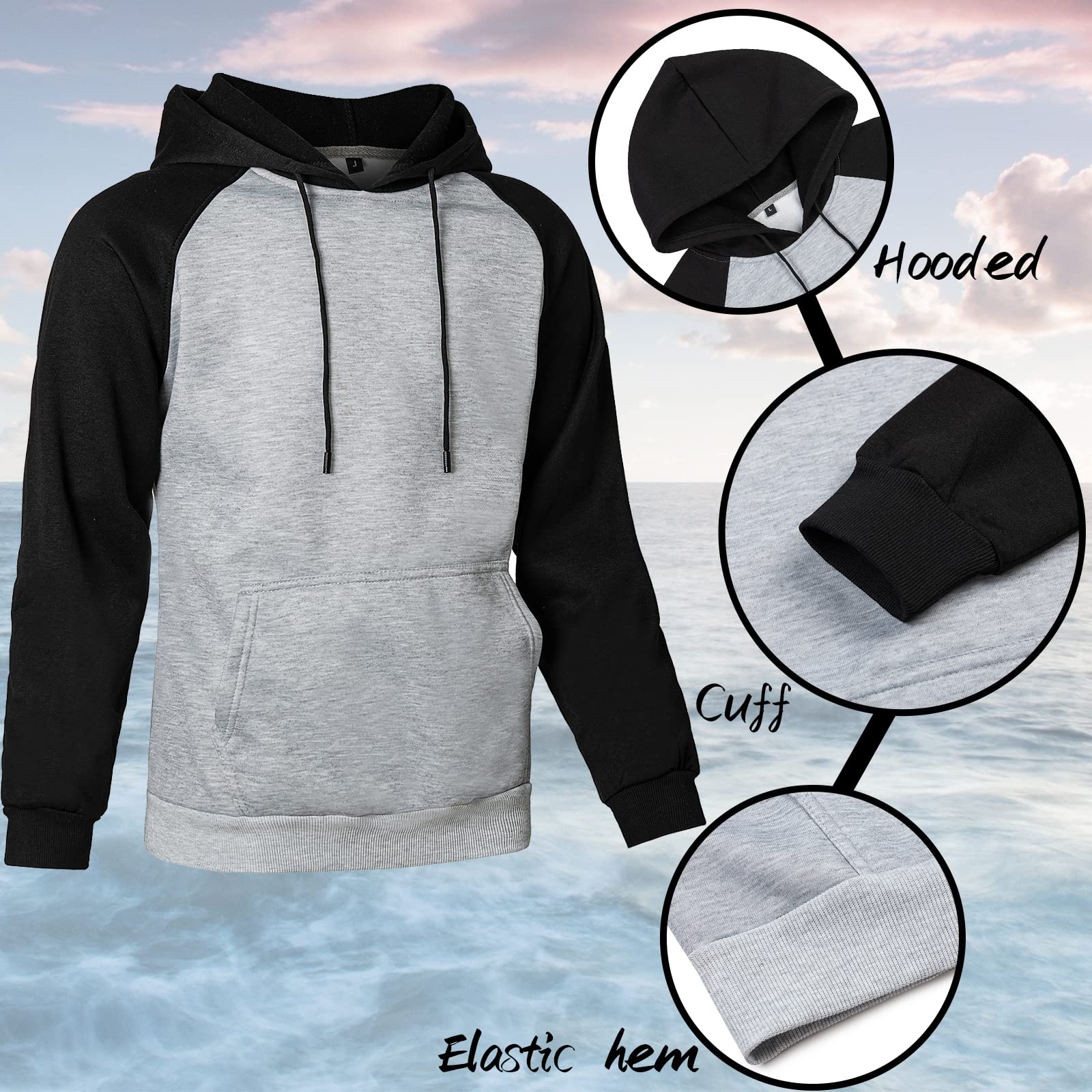 comefohome Felpe con cappuccio da uomo UK Pullover Color Block Felpe in pile a maniche lunghe con coulisse casual designer felpa con cappuccio con tasche