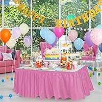 Vista 3 de DecorRack Paquete de 2 faldones de mesa, 29 pulgadas x 14 pies cada uno, sin bisfenol A, de plástico, desechables, reutilizables, rectangulares