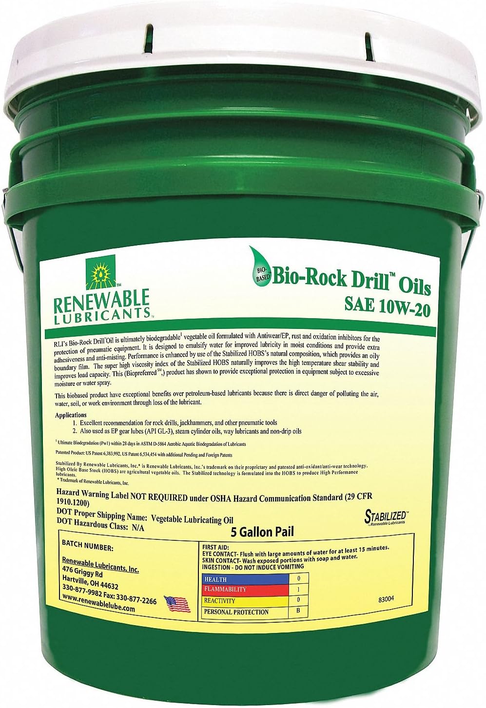 Biodegradable Rock Drill Oil, Rock Drill Oil, 5 gal. Container Size