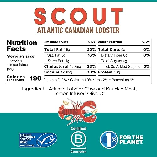 Miniatura 2 de SCOUT Atlantic Canadian Lobster  Certificado MSC Lata de mariscos de origen responsable  Langosta canadiense del Atlántico en latas reciclables sin