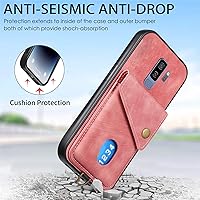 Vista 5 de Asuwish Funda de teléfono para Samsung Galaxy S9 Plus con protector de pantalla de vidrio templado y correa para la muñeca, soporte para tarjeta