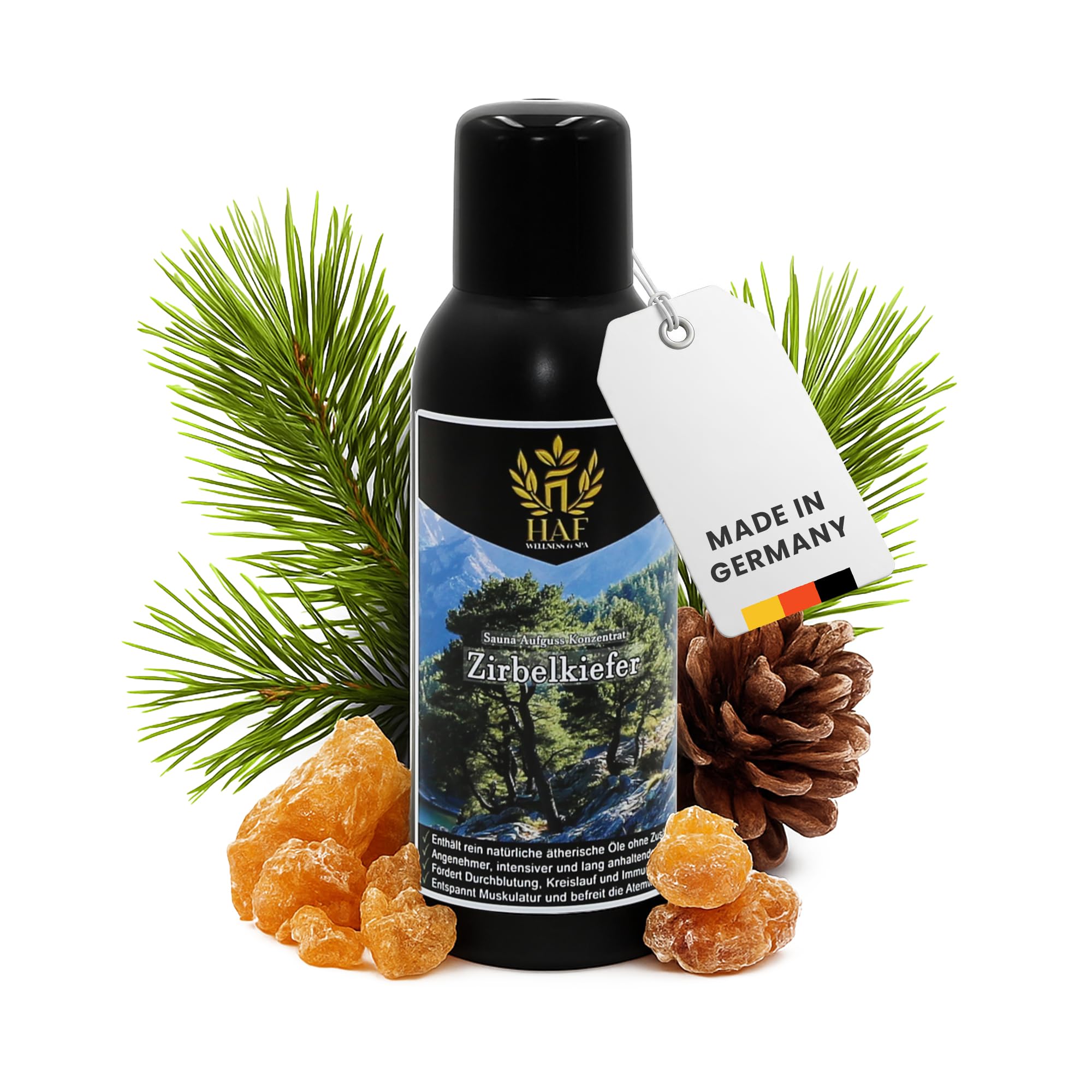 HAF Concentré d'infusion pour sauna Pin cembro 100 ml | Huiles essentielles naturelles sans additifs artificiels