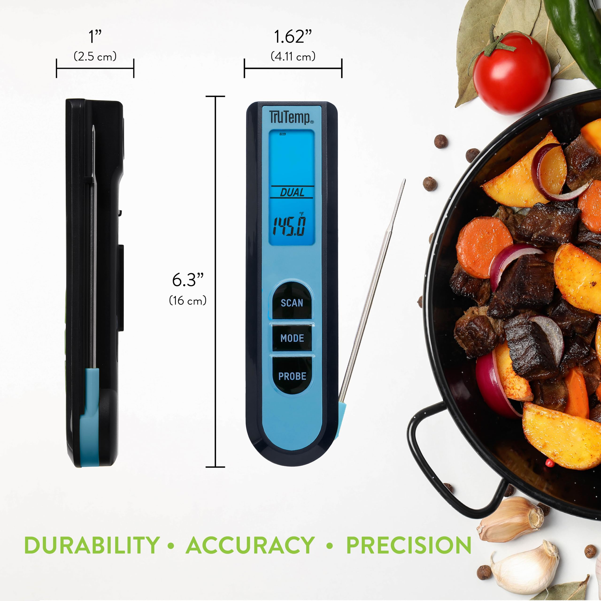 Taylor TruTemp - Termómetro infrarrojo dual de lectura instantánea para carne y alimentos, digital para cocinar, diseño IPX5 a prueba de salpicaduras, además de sonda de carne para barbacoa, cocina