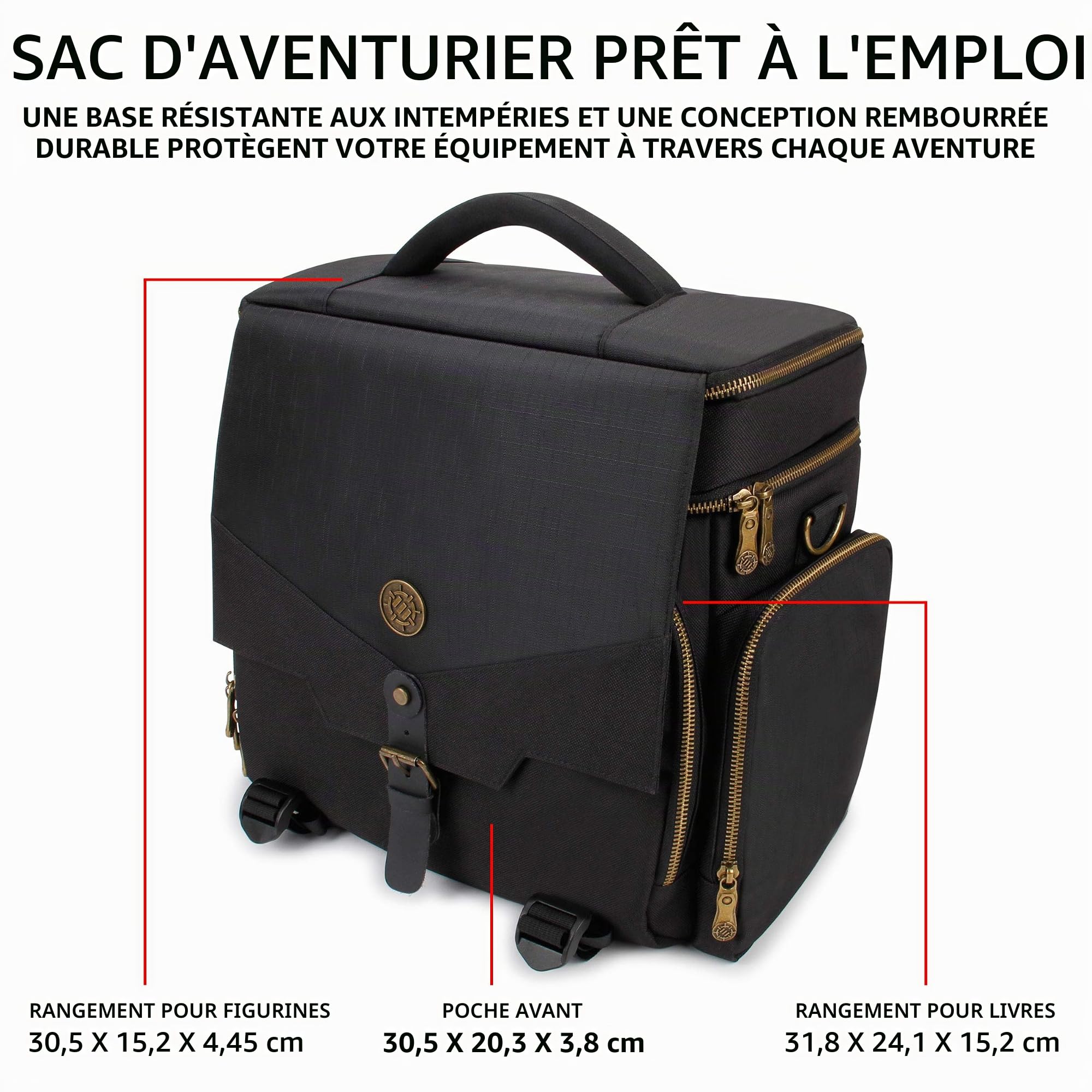 Enhance Sac de Voyage RPG Jeux de Table avec Donjons et Dragons et Figurines, Sacoche de Transport Rembourrée à Multiples Rangements avec Compartiment pour Livres (4 à 8) et Poche pour Dés et Jetons