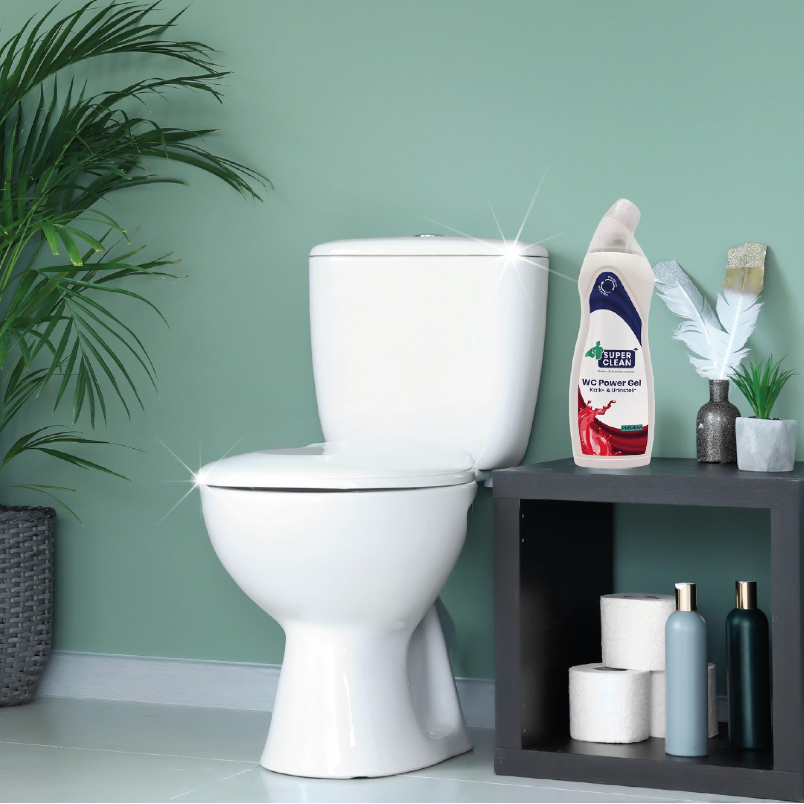 SUPER CLEAN WC Power Gel 12 x 750 ml – Limpiador de inodoro premium contra cal y piedra de orina – Gel de inodoro adhesivo con aroma a cereza – Suave y sin marcado GHS – Fabricado en Alemania