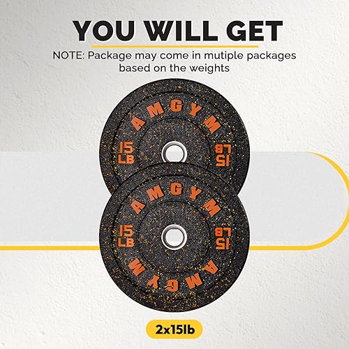 Miniatura 2 de Juego de placas de parachoques con motas de colores, placas de pesas estándar de 2 pulgadas, pesas de alto rebote y bajo ruido sin olor para