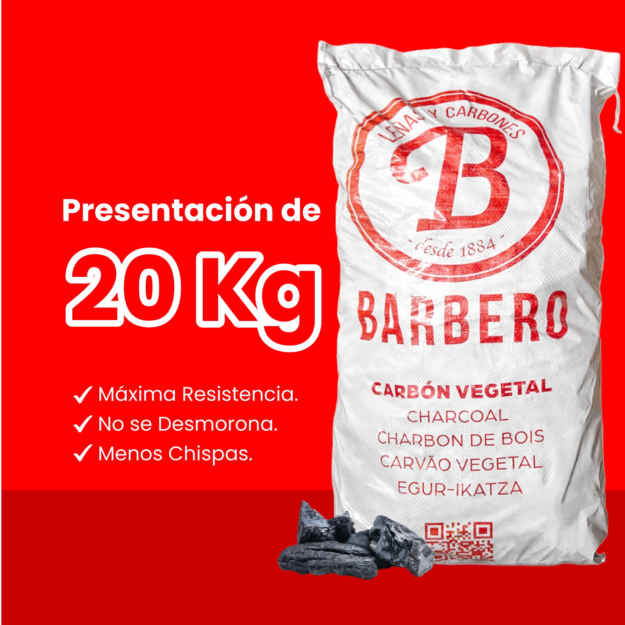 Palet Carbón Vegetal Encina 100 Natural Grueso Profesional 30 Sacos 20kg Hostelería Aroma Sabor Carnes Pescados Combustión Lenta Sin Humo Alta Temperatura Cocina Exterior Parrilla Gourmet