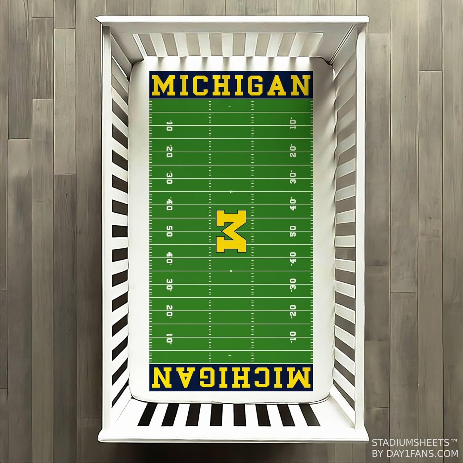 STADIUMSHEETS Day1Fans Officially-Licensed Fitted Crib Sheet (Michigan Wolverines)