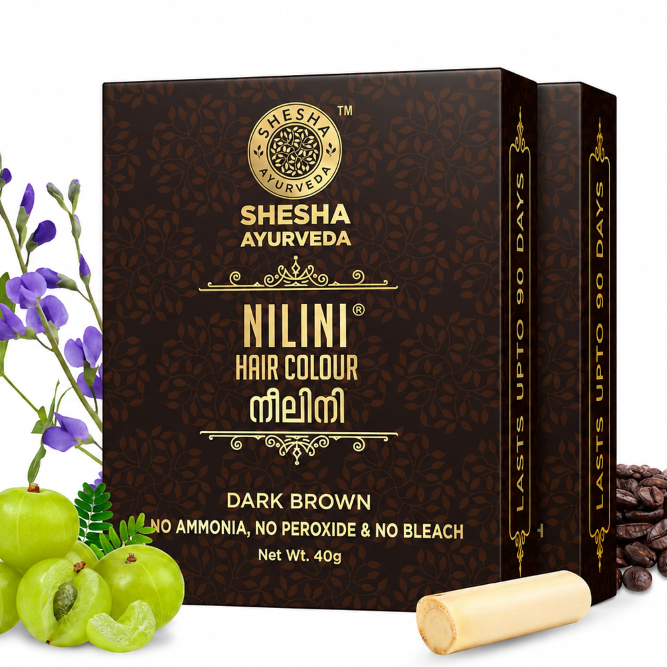 SHESHA NATURALS Shesha Ayurveda Combo Of Ayurvedic Nilini Hair Colour Dark Brown - No Ammonia, No Bleach,No Peroxides, Natural Colour - 40G Pack Of 2 (Brown)-image-40