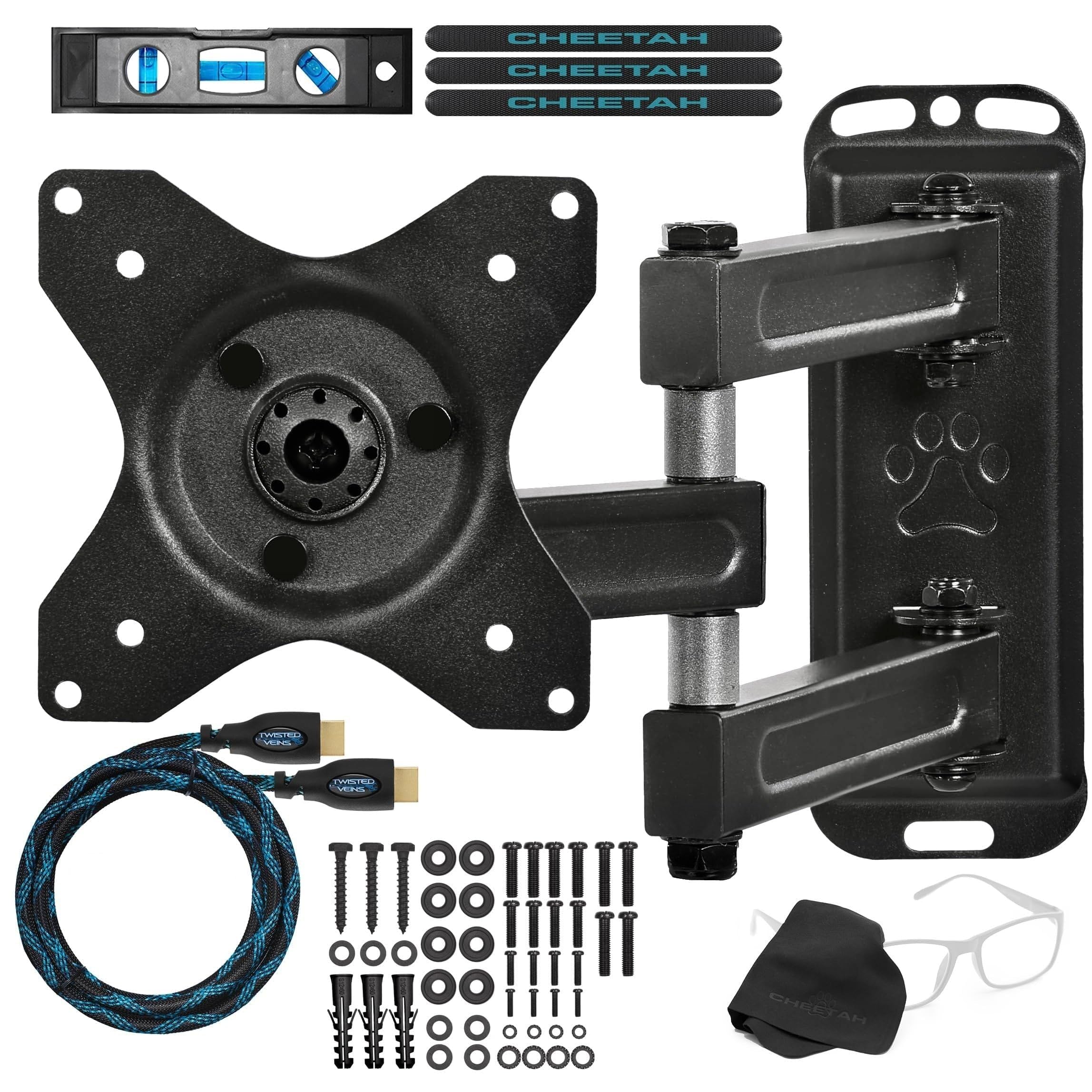 Cheetah Mounts ALAMB Articulated Arm TV Wall Mount for 30.5-60.9 cm (12-24 Inch) TVs (Displays up to VESA 100 and up to 40 lbs, Includes 10 Twisted Veins HDMI Cable)