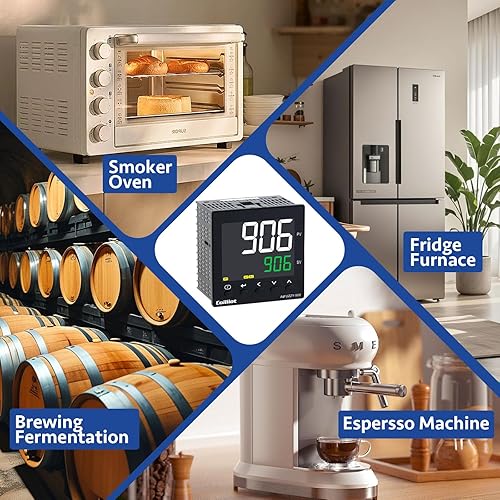 Miniatura 4 de Controlador de temperatura PID, voltaje Coiliiot AC100-240V, pantalla LCD, salida dual de relé y SSR, salida de alarma doble, termostato PID con