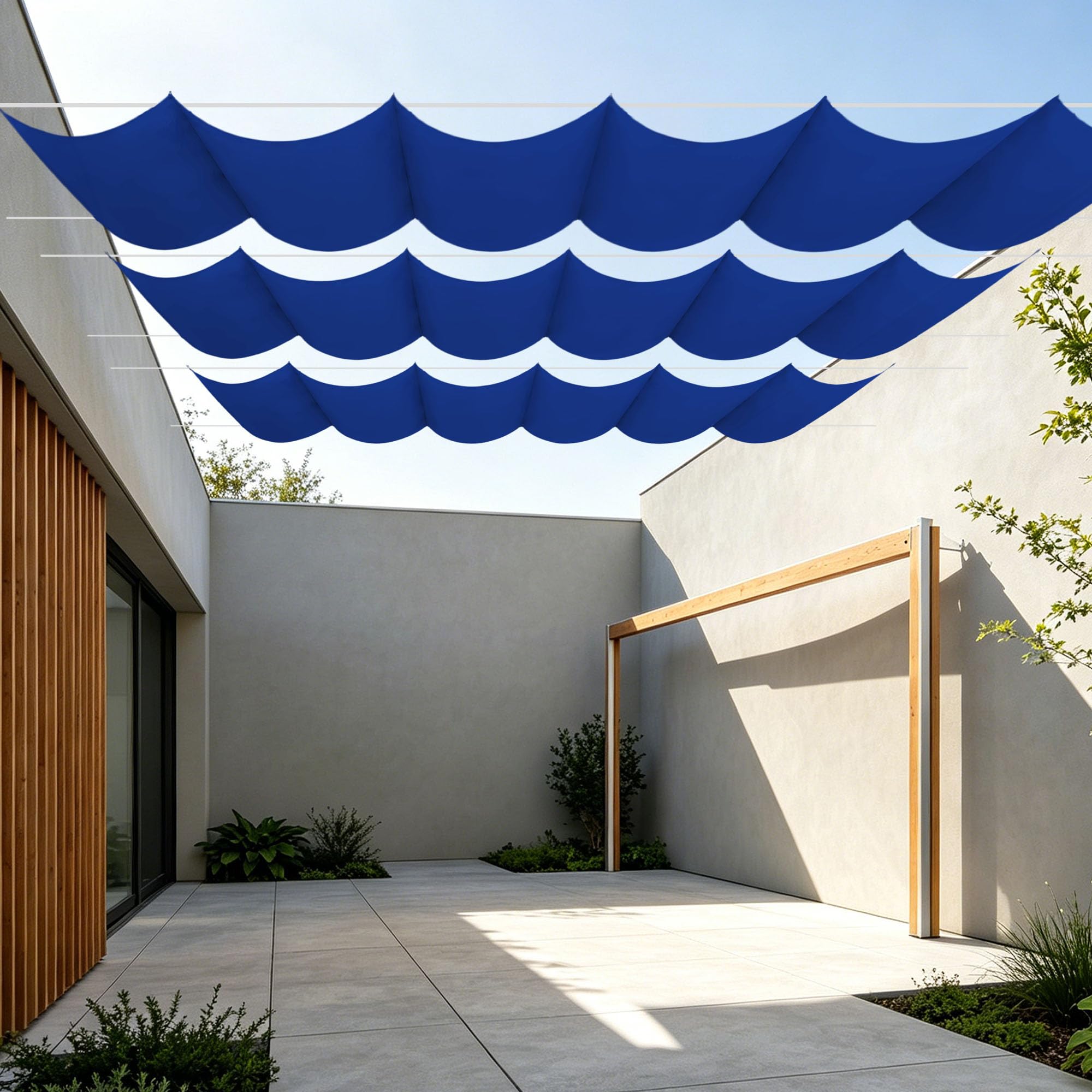Voile d'ombrage terrasse bleu foncé 550 x 460 cm résistant à l'eau jardin