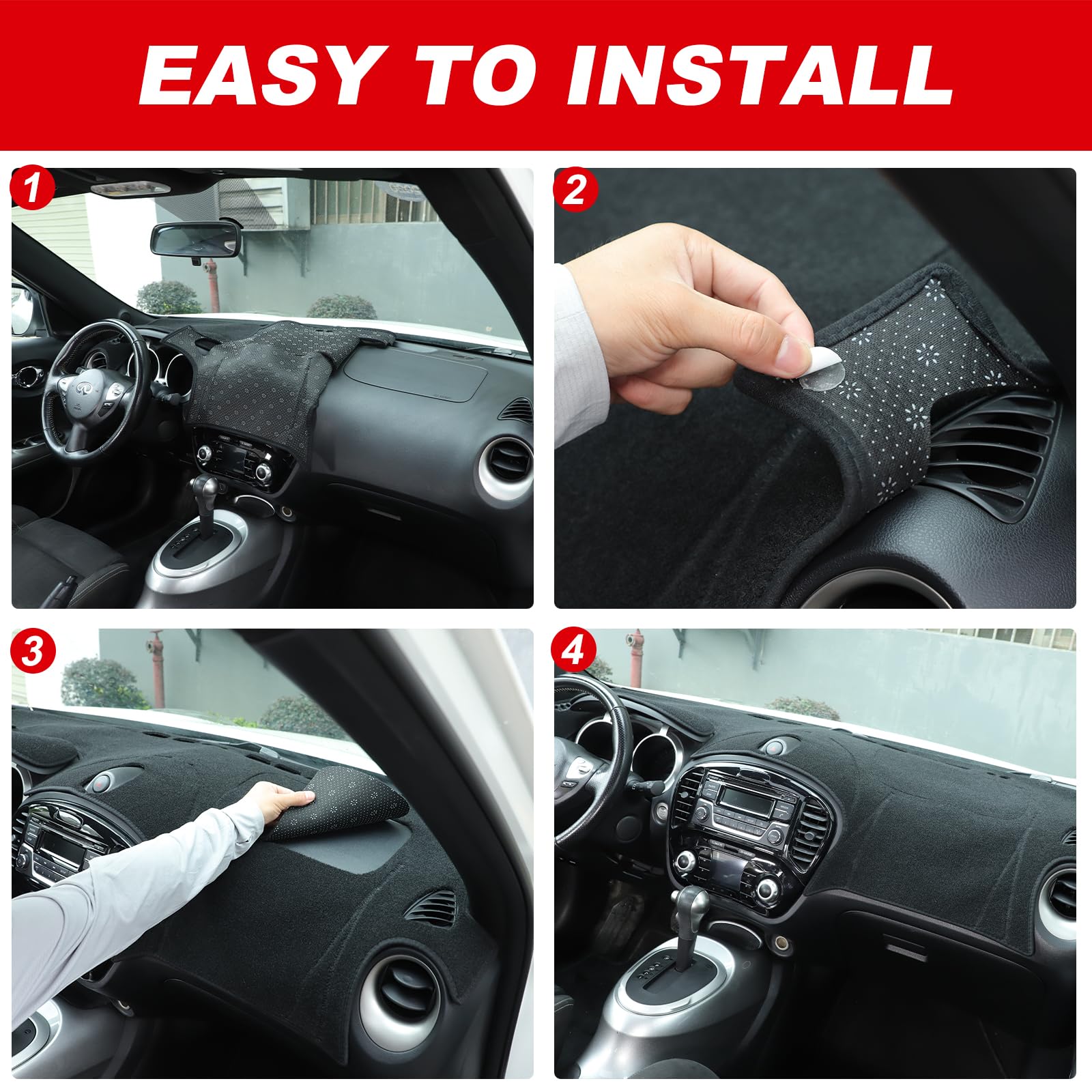 3 pezzi di copertura per cruscotto, compatibile con auto ESQ (2011-2019), copertura contro il sole e il calore, antiriflesso, nero, per guida a sinistra