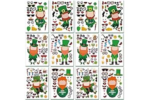 24 Sheets St. Patrick's Day Stickers Make a Face Leprechauns Stickers for Kids