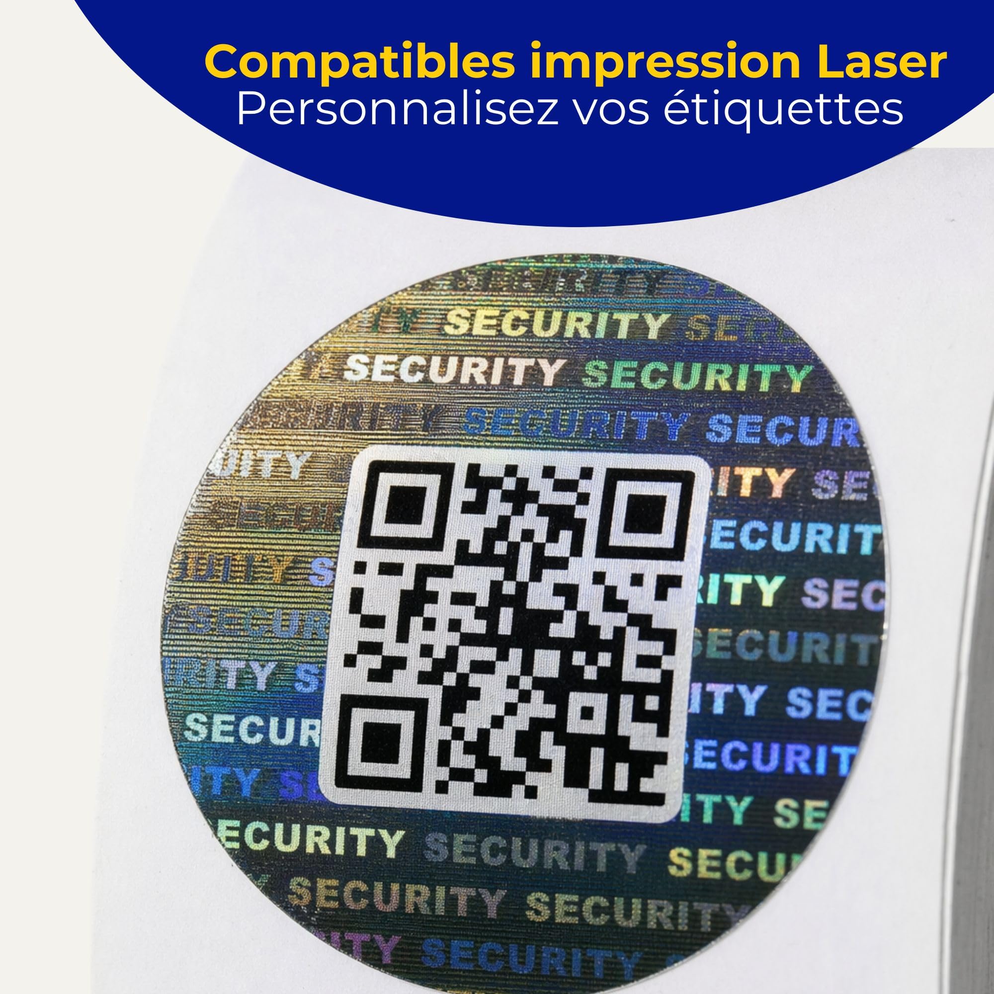 AVERY - 1000 étiquettes holographiques de sécurité Ø37 mm, VOID avec transfert, autocollants polyester inviolables compatibles impression laser, anti-fraude et anti-contrefaçon