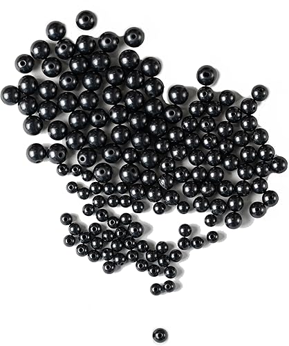 Karelian Heritage Shungite - Cuentas redondas de piedra de 0.315 in, 50 piezas para hacer joyas, cuentas sueltas de piedra natural de cristal negro