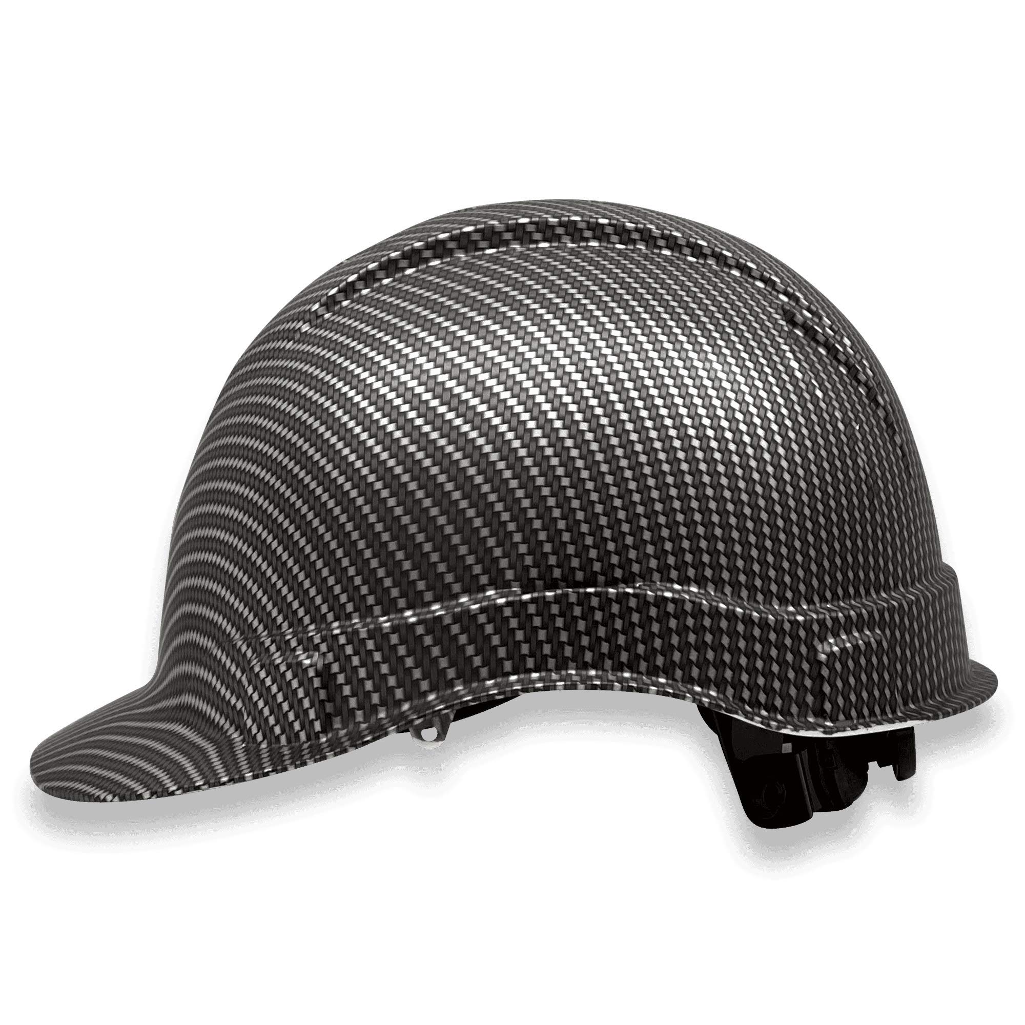 ACERPAL Cap Style Vented Hard Hat OSHA Construction Work Approved Safety Helmet, Sleek in Silver, Carbon Fiber Custom Design Hard Hats, Cascos De Construccion , 6 Point Adjustable Ratchet Suspension