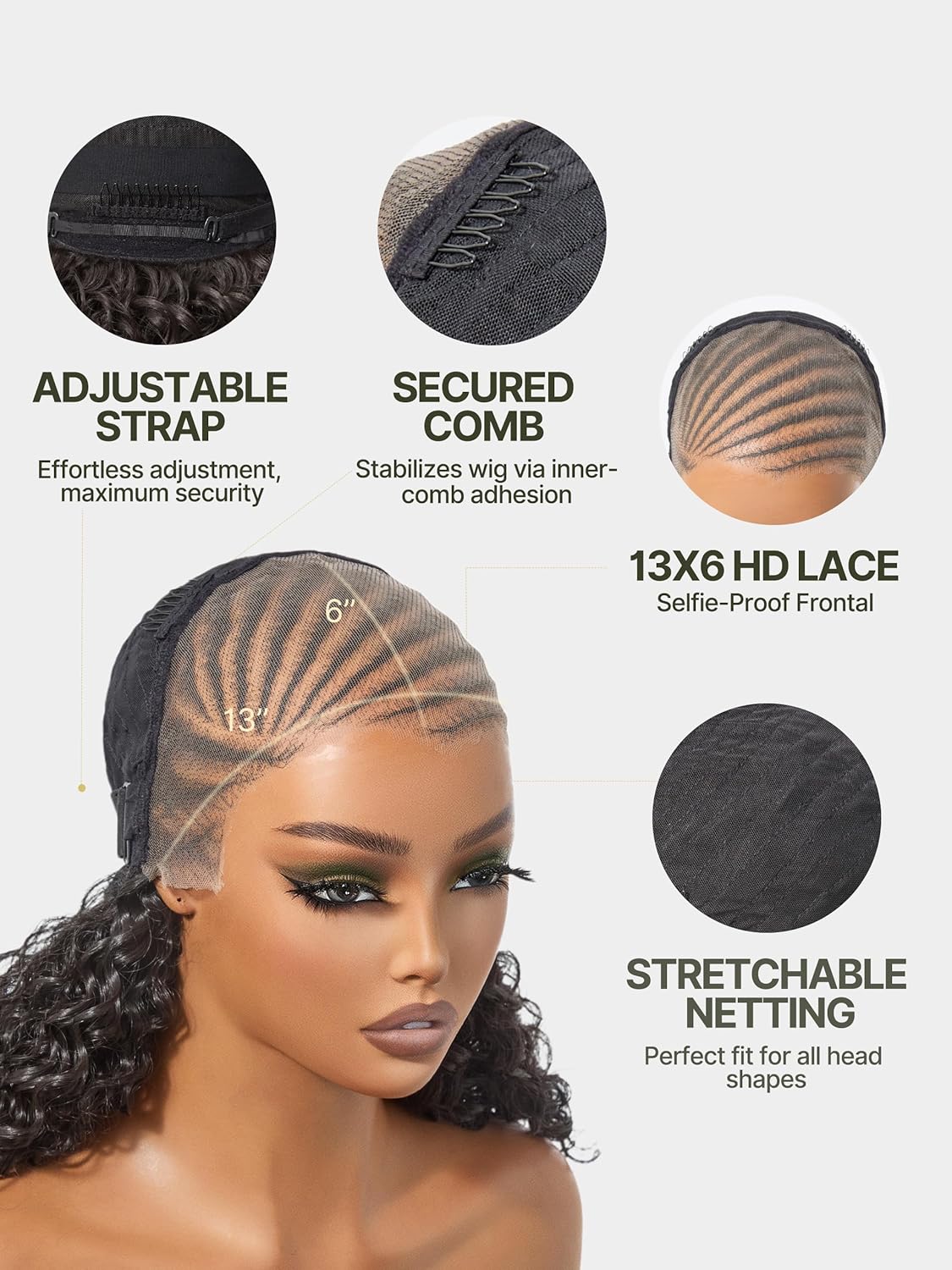 Frodio Veralux™ Fiber 13×6 Braided Cornrow Wig —Water Wave Lace Front Wig for Black Women Pre-Cut Lace Wig Natural Look Beginner Friendly