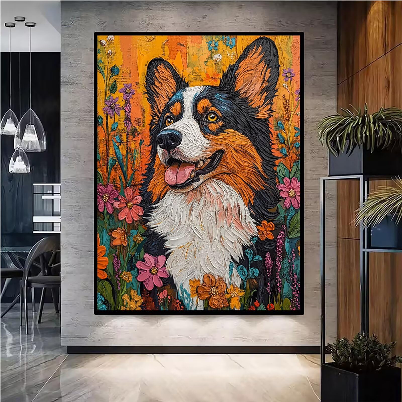 Diamond Painting Kit Completo, Diamond Painting Cane, 5D Quadrato Pittura Diamante Kit Manualidades Adultos DIY Diamantini Crystal Art Disegni Ricamo Punto Croce Artigianale, 90x120cm Fiori j0-732