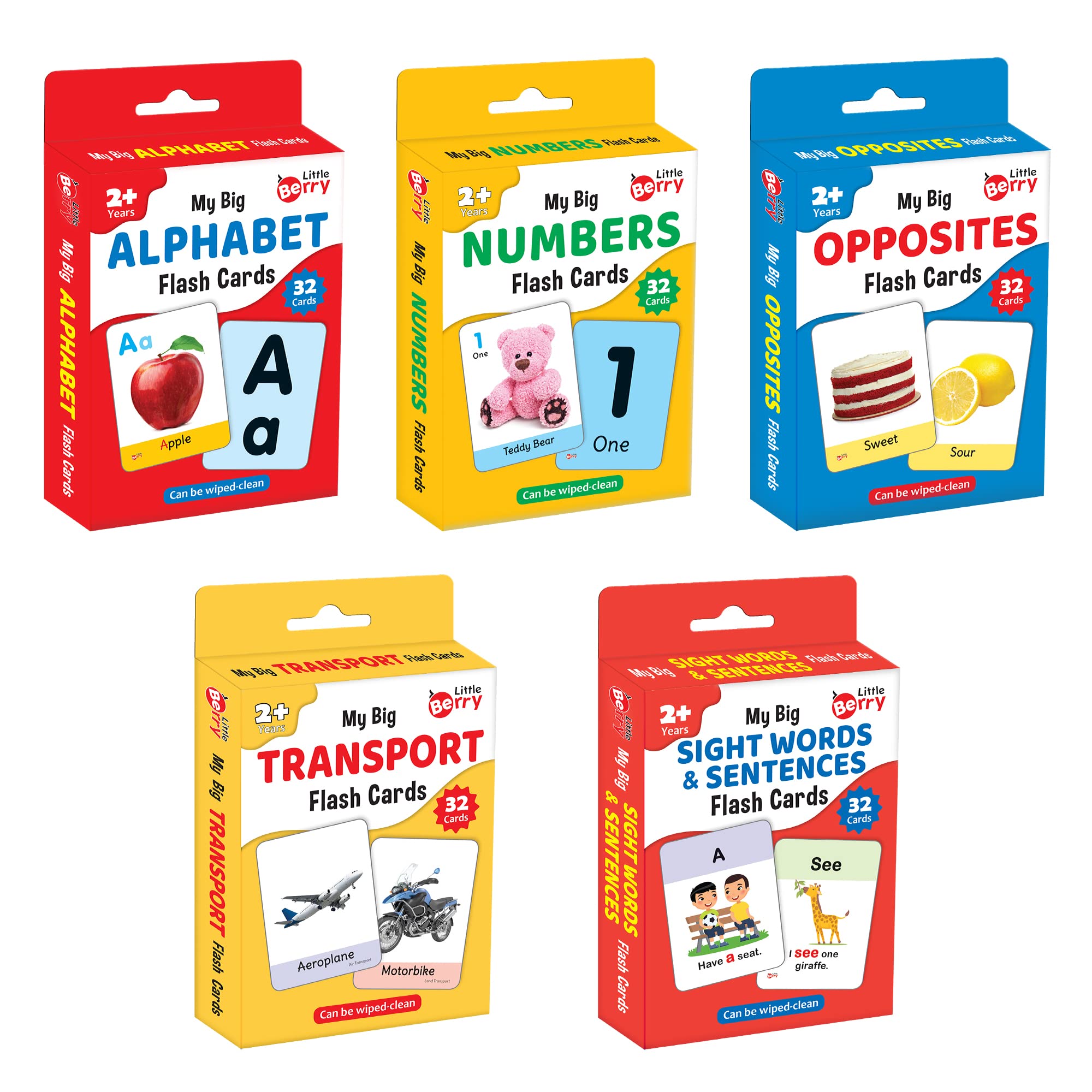 Little Berry Flash Cards for Kids: Alphabets, Numbers, Transport, Opposites, Sight Words (Set of 5) | 160 Laminated Picture Cards | Fun Early Learning Toy for Preschoolers & Toddlers 2-6 Years (B0BRCYT72B) Amazon Price History, Amazon Price Tracker