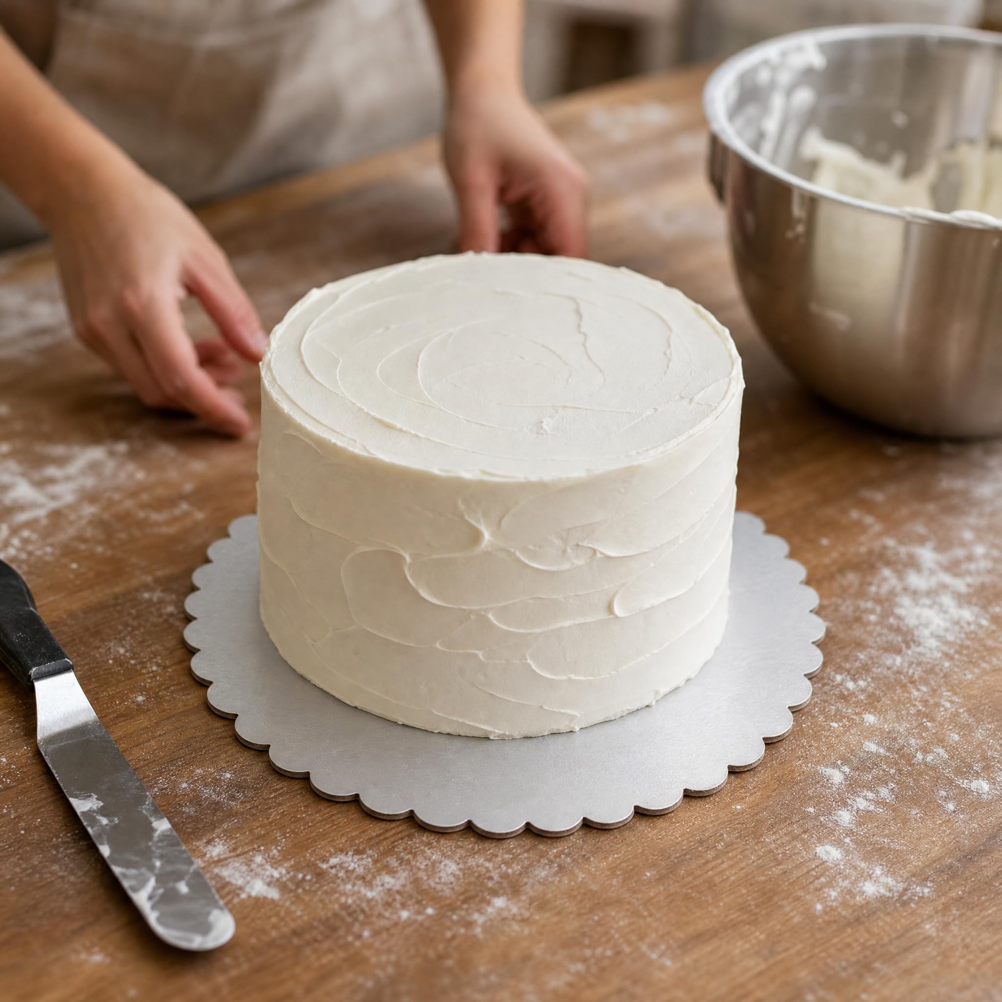 30 Stück Cakeboard 30 cm Rund Silber, 2 mm Dicke Tortenplatte Pappe, Kuchenplatte Rund Pappe für Feiern, Geburtstag, Kuchenpräsentation
