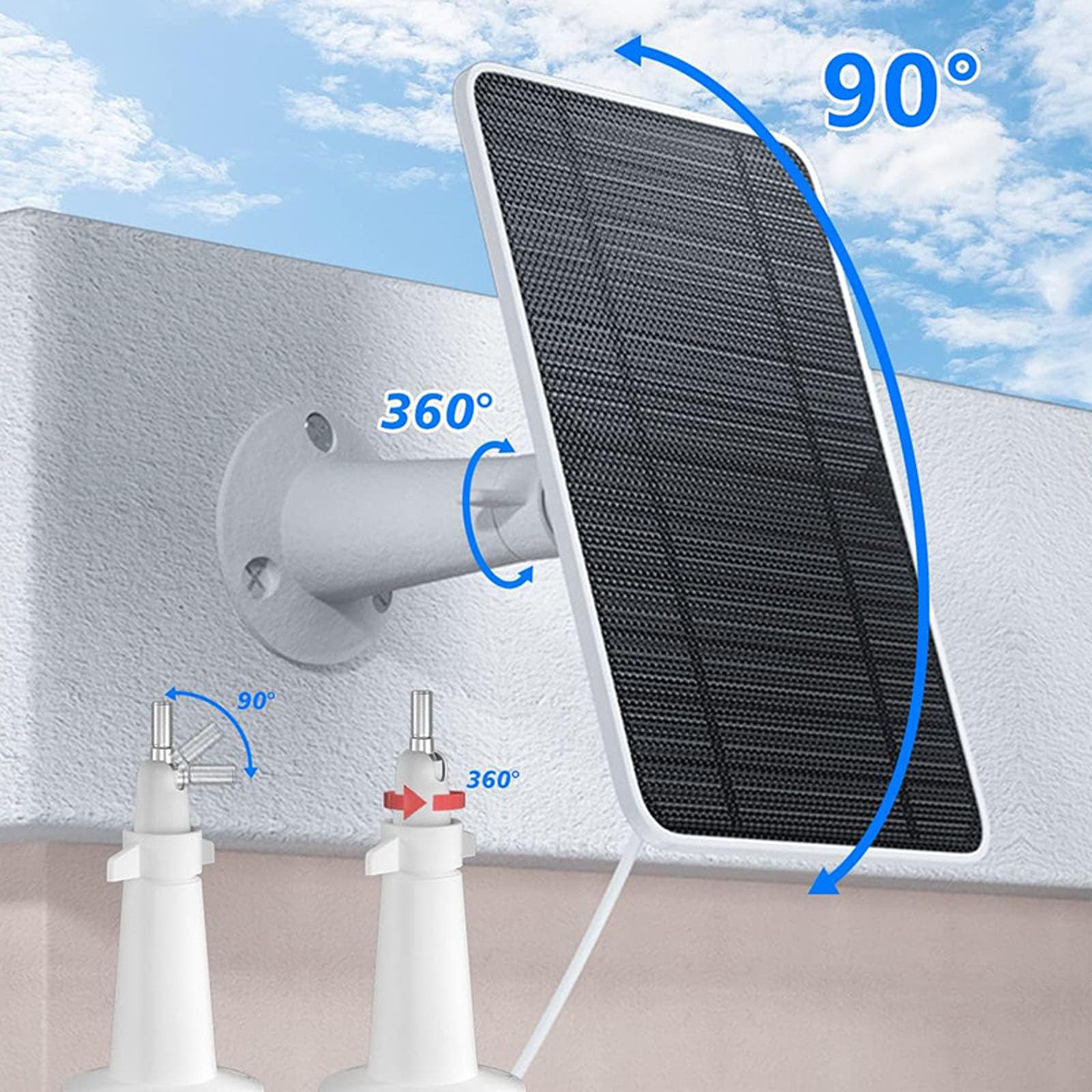 5-W Solarpanel zur kontinuierlichen Energieversorgung von Überwachungsgeräten mit wetterfestem ABS Gehäuse und einfach zu installierendem Überwachungskamera Solarset
