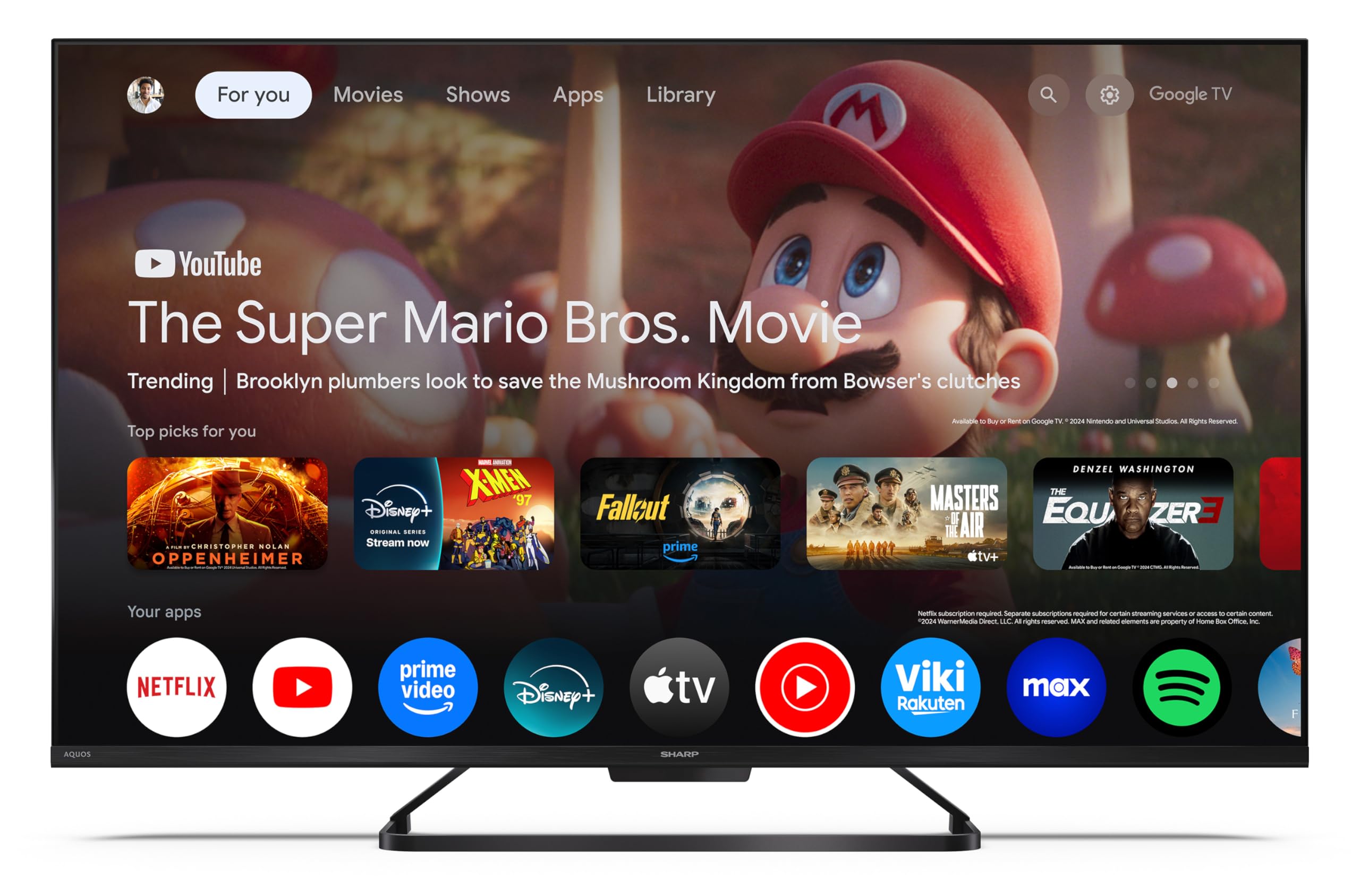 Sharp 43HR7765E Téléviseur QLED 43" Google TV – Smart TV 4K UHD avec HDR Dolby Vision IQ, 144 Hz VRR Gaming, Dolby Atmos, AQUOS Wireless Surround, Google Assistant et Triple Tuner (2026)